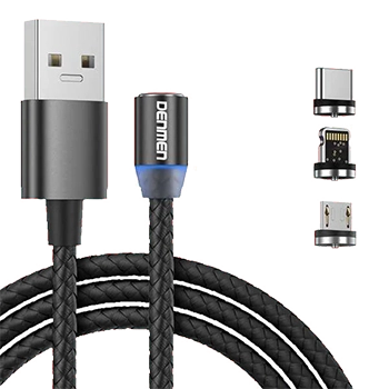 کابل شارژ مغناطیسی3کله MicroUSB/USB-C/لایتنینگ دنمن مدل D09E طول 1 متر	
